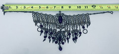 Vintage French DLH DEPOSE Necklace Bib Statement Pewter Purple 14.5″ Costume