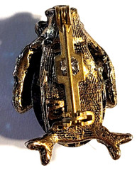 VINTAGE STUNNING AURORA BOREALIS CRYSTAL LUCITE BUG SIGNED AJC PIN BROOCH