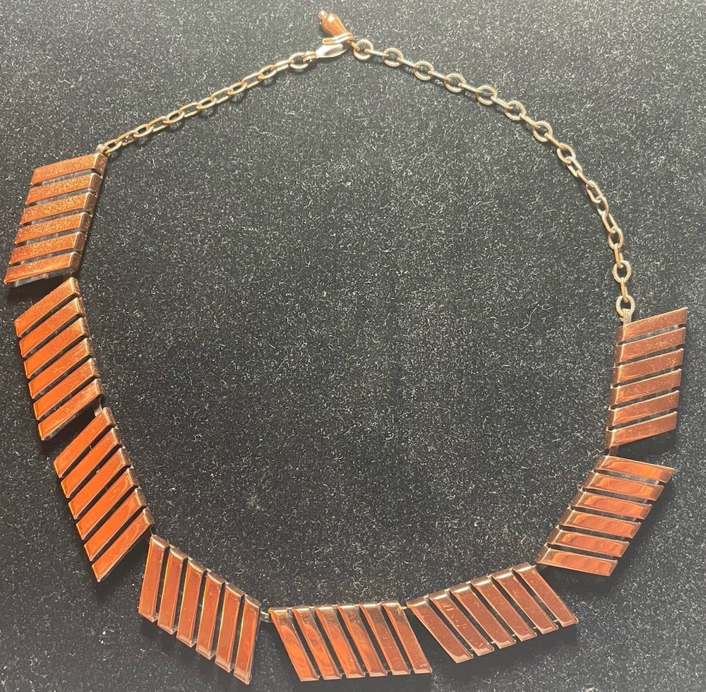 Vintage 1950’S Copper Necklace – RENOIR Signed Jewelry Choker Length 14-18 inch