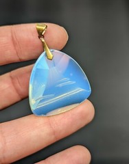 Vintage Reverse Carved Opalite Opaline Glass Volcano or Mountain Japan Pendant