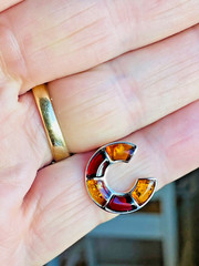 100% Genuine Baltic Natural Amber Ring Size 6 Honey Cherry Colors Shoe Style 老琥珀