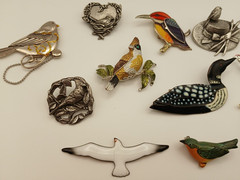 Vtg Bird Loon Duck Seagull Birds and Blooms Brooch Pin lot of 12