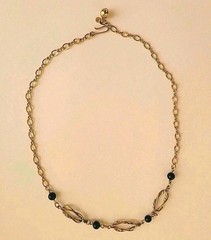 Wells Four Bead Gold Necklace 15″ 14K GF Mid Century Choker or Childs Adj J Hook