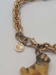 Vintage Bracelet Erwin Pearl Enamel Bulldog Pug Charm Dog Classic Luxury 90s