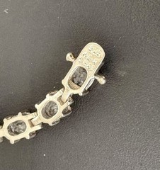 White Topaz Sterling Silver Oval Stones Prong Set Tennis Bracelet Thailand 7.4″