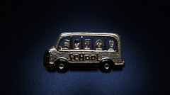 Vintage Gold Enamel School Bus Brooch Pin 4.5cm BB5