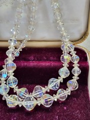 Vintage 40s 50s LAGUNA Signed Aurora Borealis 3 Pc Demi Parure SET AB Crystals