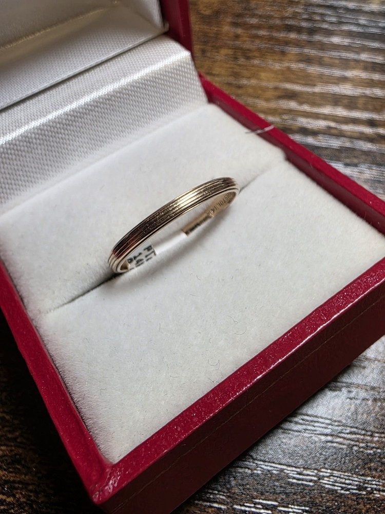Vintage 14K Yellow Gold Bristol Grooved Eternity Band Wedding Band Ring Size 7.5