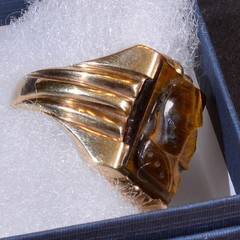 Mens Ring Vintage 10k gold Roman Soldier Tigers Eye 7.9g