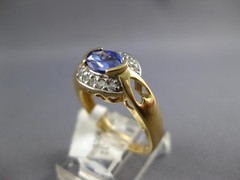 ESTATE .92CT DIAMOND & AAA TANZANITE 14KT YELLOW GOLD 3D OVAL & ROUND FUN RING