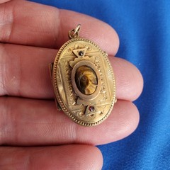 Original Antique 1800s Victorian Etruscan Revival Cameo Pendant 10k Gold Filled