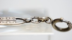 Art Deco German Silver Gustav Hauber Muff Guard Chain Necklace Bar Links Rivets