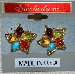 AUTHENTIC SWOBODA SET ~ EARRINGS, BRACELET ~ MULTI-STONE!