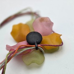 Vintage 1940s Lucite Flower Necklace Rhinestone Center 60mm Pendant Choker 14 in