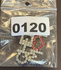 CHEER MOM SILVER TONE CLEAR RHINESTONES Statement RED HEART LARGE
