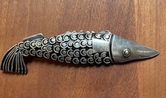 Beautiful Vintage Solid 925 Sterling Silver Fish Brooch / Pin