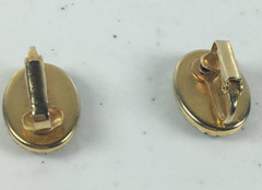 Vintage Gold Tone Earrings With Emboidered Flowers Clip-on Style Women’s Jewelry