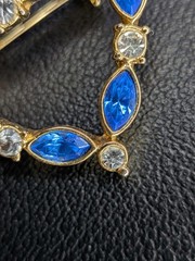 Vintage Gold Tone Heart Shaped Pendant – Blue and Clear Gemstones