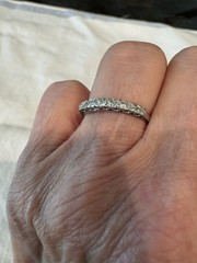 Antique Art Deco 14K White Gold Single Cut Diamond Wedding Band