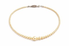Vintage 15” Pearl Necklace Child 10K White Gold Clasp Graduated Hand Knotted