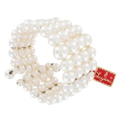 Vintage Laguna Faux Pearl 4 Strand Graduated Bead Coil Cuff Bracelet 6 1/2″