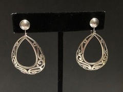 Vintage Jezlaine Fine Sterling Silver Ornate Filgree Scroll Clip Earrings
