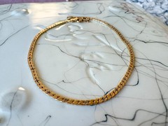 Vintage Flat Curb Link 14k Yellow Gold Bracelet