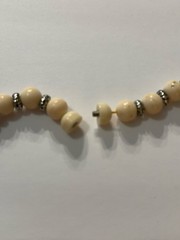 Vintage 1970s Faux Ivory Lucite 26” Statement Necklace Modernist Screw Clasp