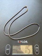#3 Vintage Hematite Bead Necklace –Sleek Metallic Tube Beads with Magnetic Clasp
