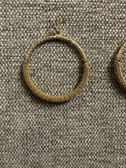 Vintage Gold Tone Textured Hoop Earrings | Boho Wire Wrapped Circle Dangle Earri