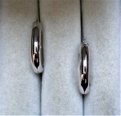 Vintage Designer Solid 14K White Gold Hoop Pierced Post Earrings 14kt