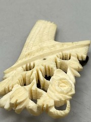 Vintage/Antique Carved Brooch Flower Bouquet Intricate Ivory Color