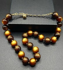 Vintage Trifari necklace Moonglow & Brown Confetti Lucite 1970-80’s Collectible