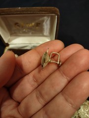 Vintage Brooch and Earrings Set Spun Wire Lotus French Twist Back