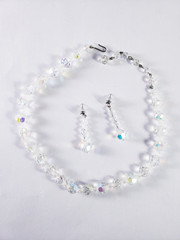 Vintage Aurora Borealis AB Crystals Beaded Necklace & Earrings