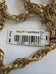 Vintage NWT Marvella Gold-Tone Faux Pearl Necklace Tassle Chain 42″