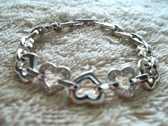AVON Small Hearts Bracelet, Silver Tone Metal, Shiny & Textured Finishes