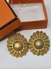 Vintage Hermès Paris Bijouterie Fantaisie Gold-Tone Sunburst Clip-On Earrings