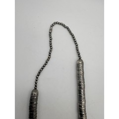 Vintage Industrial Silver Tone Ribbed Snake Chain Barrel Clasp Necklace