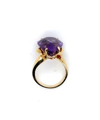 Vintage Late Mid-Century Modern Amethyst 14K Yellow Gold Sz 8 Cocktail Ring