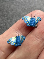 Vintage Blue Polymer Clay Butterfly Stud Earrings