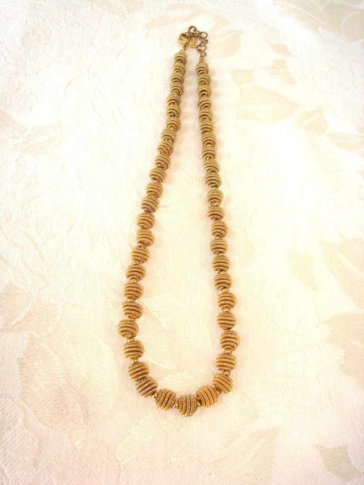Vintage Napier Necklace With Gold Tone Coil Beads 18 1/2 In. KJ