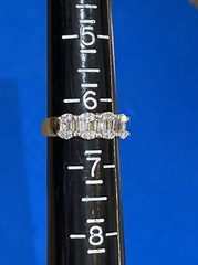 Vintage 14K White Gold Marquise & Tapered Baguette Diamond Ring Size 6.5