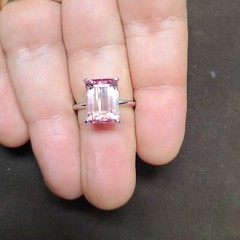 Vintage 14k white gold engagement ring 5.27ct. Natural Pink Tourmaline