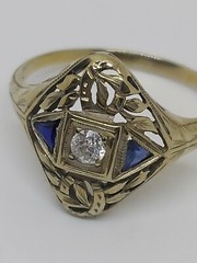 Vintage Art Deco BELAIS 18k Gold Filigree Delicate Ring Size 8