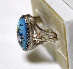 Vintage Russian Hand Painted Enamel Rings 4 Variation Finift Technique #77,83,95