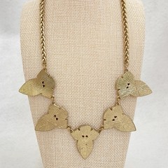 Vintage Geometric Necklace Bib Peach Tan Cream Acrylic Flush Solid MCM