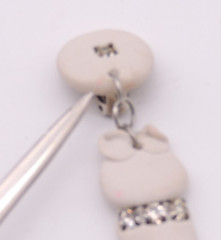 White Cat Kitty Earrings READ Vintage 80s Clay Ceramic Rhinestone Dangle Clip-On