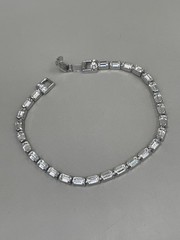 Vintage READ Signed Ledo Rhodium Plated Clear White Crystals Tennis 7” Bracelet