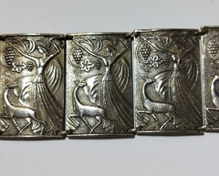 Armenian silver-plated metal bracelet, signed, 8 panels